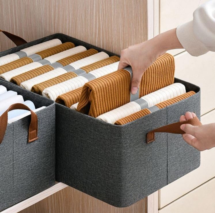Clothes Organizer for Jeans Washable Fabric Closet Storage Box(Color-as per availability)